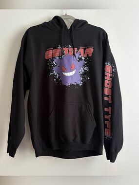 Hybrid Pokemon Gengar Ghost Type Men’s Black Fleece Pullover Hoodie Size L